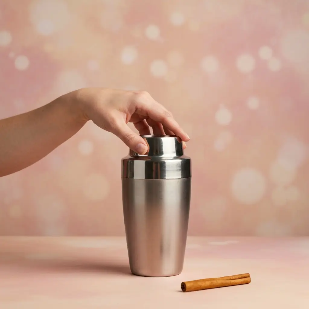 Photographie professionnelle illustrant : Photo style éditorial culinaire. Main d'un chef plaçant délicatement des gousses de vanille épuisées et coupées en morceaux dans une bouteille en verre transparent remplie d'un rhum ambré. Flou d'arrière-plan (bokeh) montrant des ustensiles de bar en laiton. Éclairage latéral dramatique. --ar 4:3