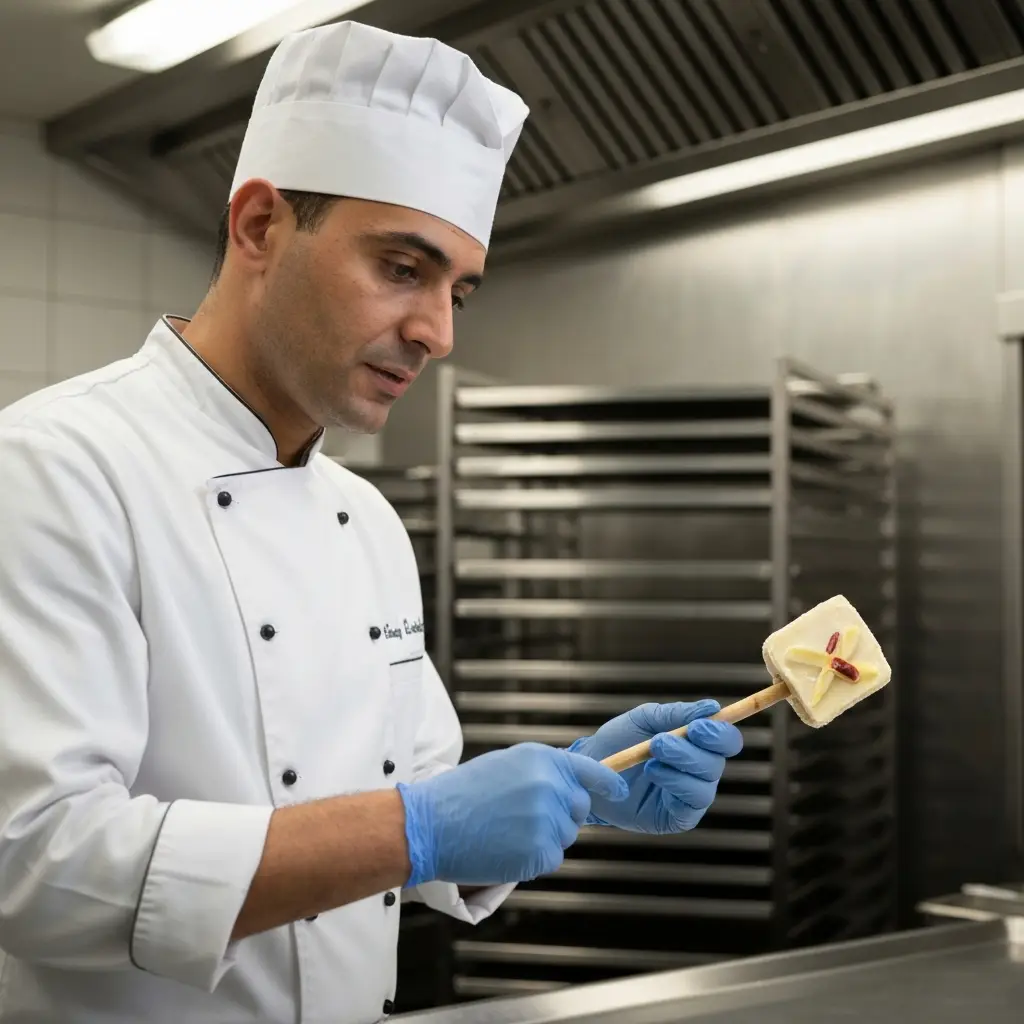Photographie professionnelle illustrant : Un chef pâtissier