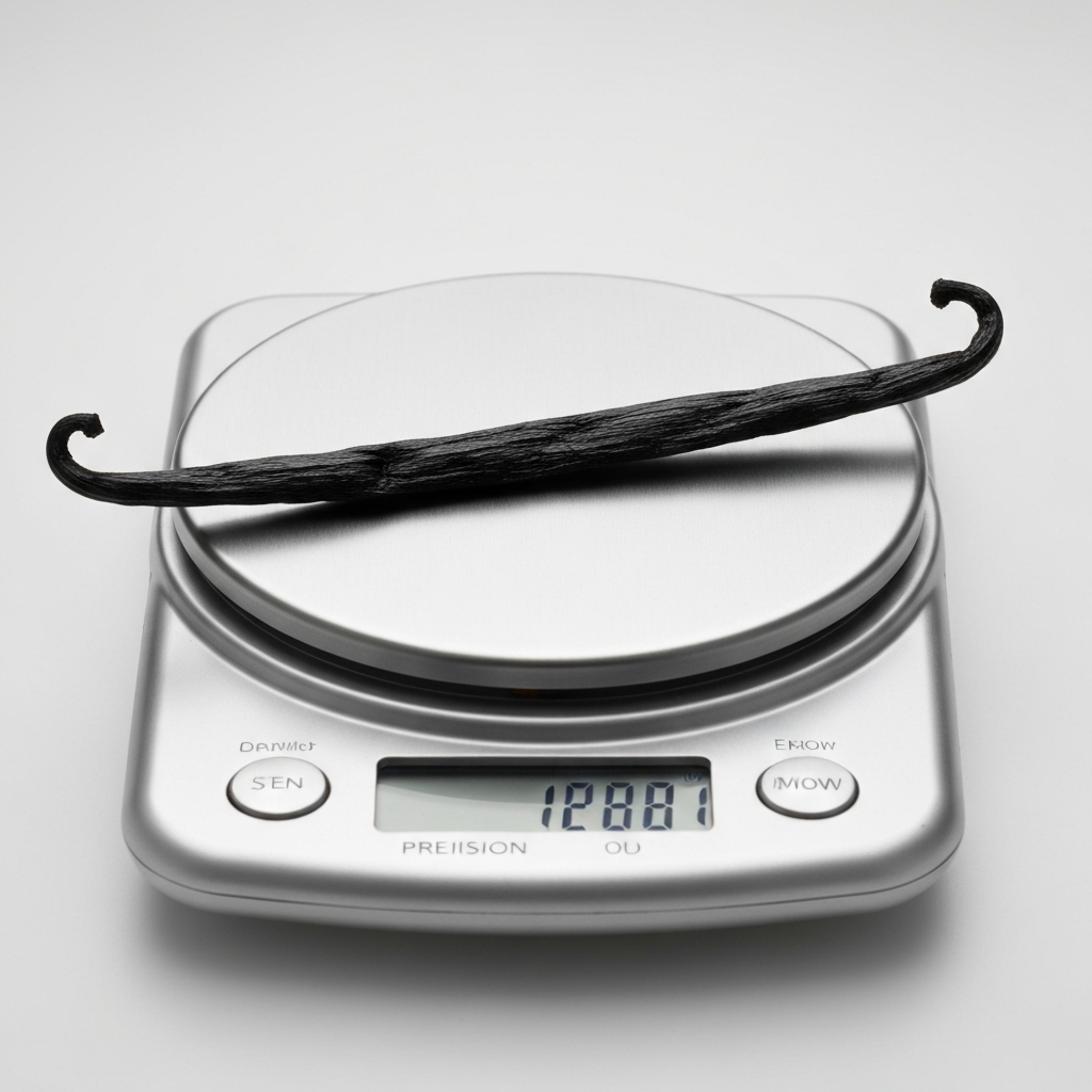 Le poids moyen d&rsquo;une gousse et son équivalence en extrait.